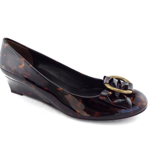 Stuart Weitzman Cognac Brown Tartaruga Wedge Pump - Picture 10 of 12